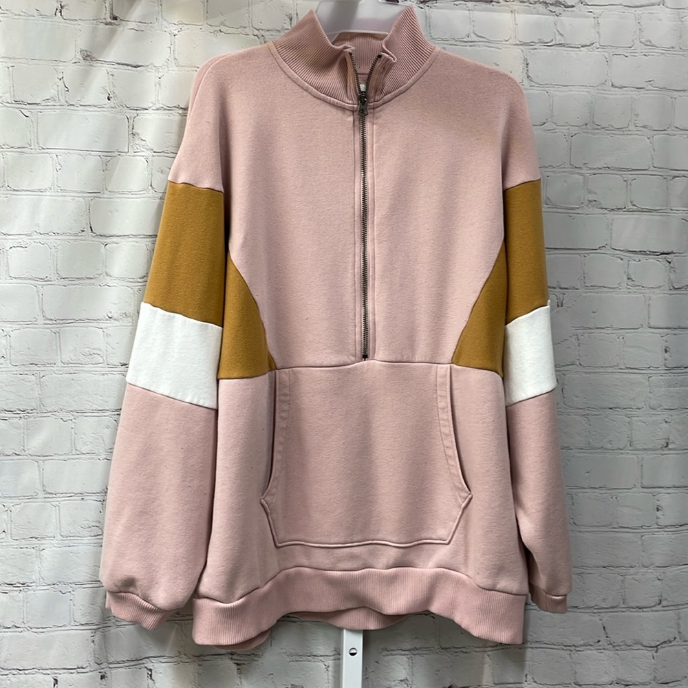American Eagle Outfitters Pink and Gold Colorblock Sweatshirt